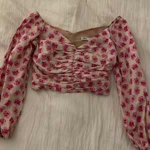 Zara Pink Floral Top in Size S